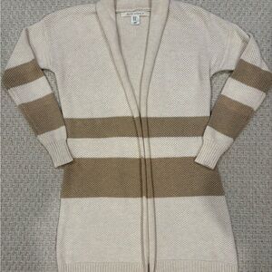 Max Studio Cream and Brown Striped Cardigan